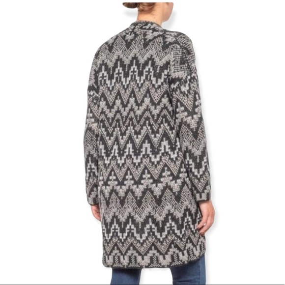 LUCKY BRAND Black & Gray Ikat Print Open Front Cardigan M NWT - Picture 5 of 7